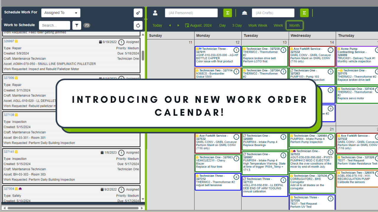 Introducing the New Work Order Calendar!
